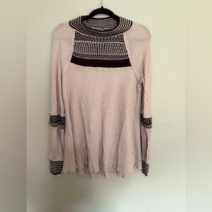Free People Black and White Knit Top